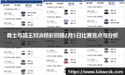勇士与国王对决精彩回顾2月5日比赛亮点与分析